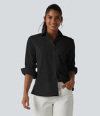 Long Sleeve Work Shirt with Pocket — Black — view 6
