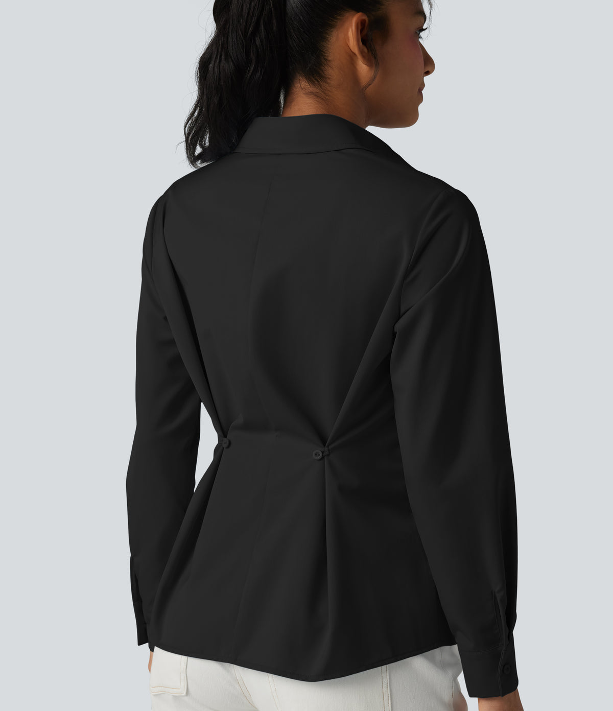 Long Sleeve Work Shirt with Pocket — Black — view 8