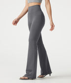 High Waisted Bootcut Casual Trousers with Pockets — Night Owl — view 3
