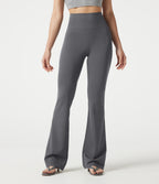 High Waisted Bootcut Casual Trousers with Pockets — Night Owl — view 2