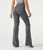 High Waisted Bootcut Casual Trousers with Pockets — Night Owl — view 1