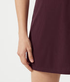 High Waisted Mini Waffle Work Skort with Pockets — Evening Red — view 8