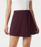High Waisted Mini Waffle Work Skort with Pockets — Evening Red — view 4