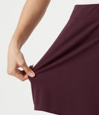 High Waisted Mini Waffle Work Skort with Pockets — Evening Red — view 7