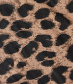 Stand Collar Zipper Long Sleeve Color Block Leopard Print Waffle Casual Jacket with Pockets — Noir Safari — view 8