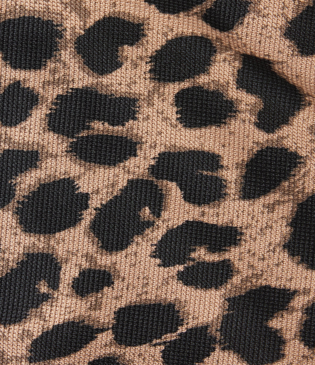 Stand Collar Zipper Long Sleeve Color Block Leopard Print Waffle Casual Jacket with Pockets — Noir Safari — view 8
