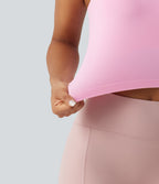 OneForm Seamless Flow Built-in Bra Cropped Yoga Tank Top — Pink Frosting — view 7