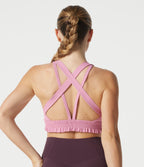 Low Support U Neck Built-in Bra Frill Hem Workout Sports Bra — Fairy Tale — view 4