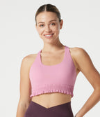 Low Support U Neck Built-in Bra Frill Hem Workout Sports Bra — Fairy Tale — view 2