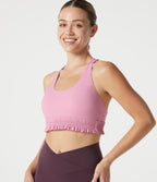 Low Support U Neck Built-in Bra Frill Hem Workout Sports Bra — Fairy Tale — view 6