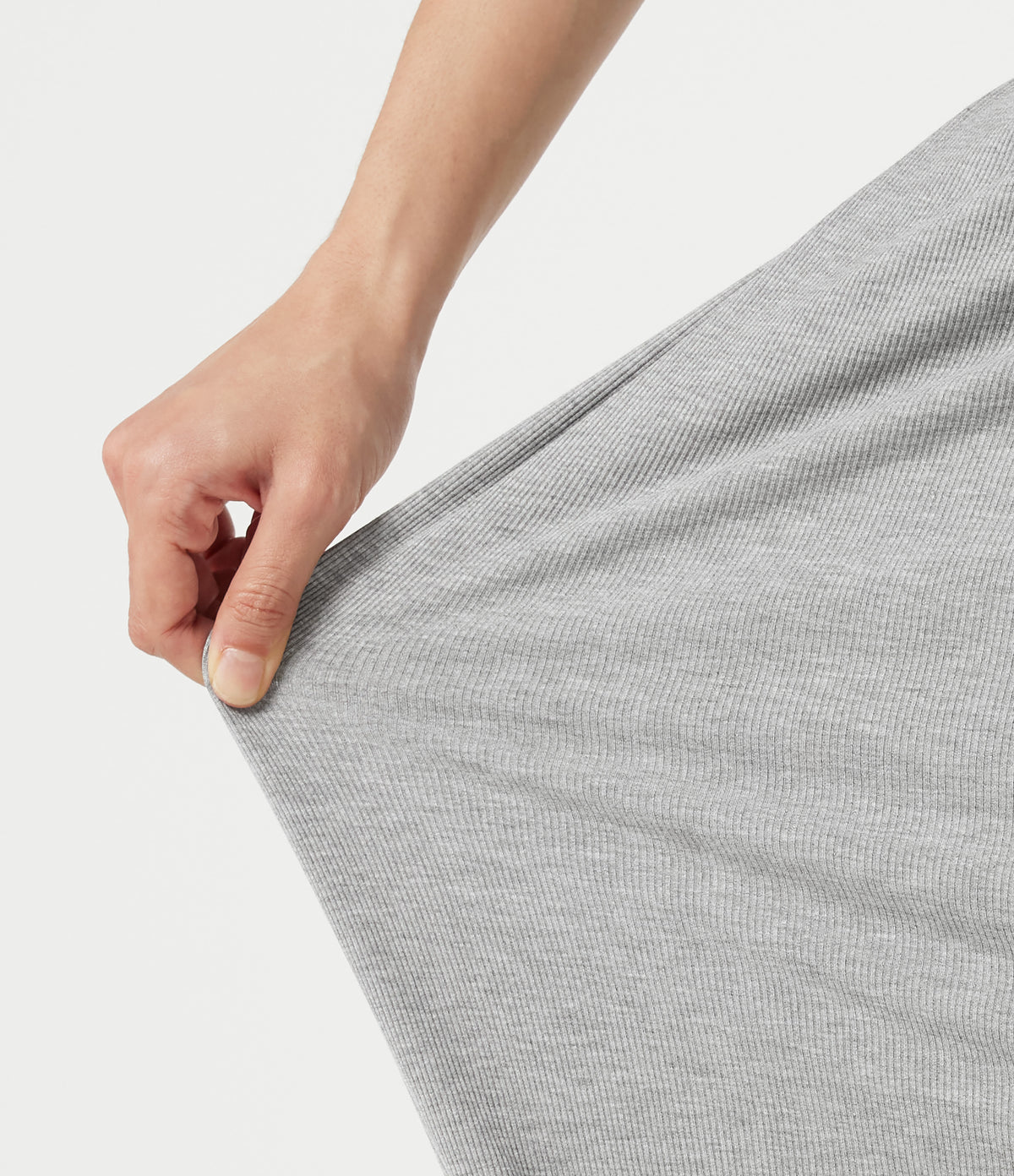 High Stretch Ribbed High Waisted Tummy Control Casual Joggers with Pockets — Fog Gray — view 7