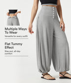 High Stretch Ribbed High Waisted Tummy Control Casual Joggers with Pockets — Fog Gray — view 1