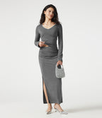 V Neck Lace Long Sleeve Top — Darl Gray Floral Yarn — view 7