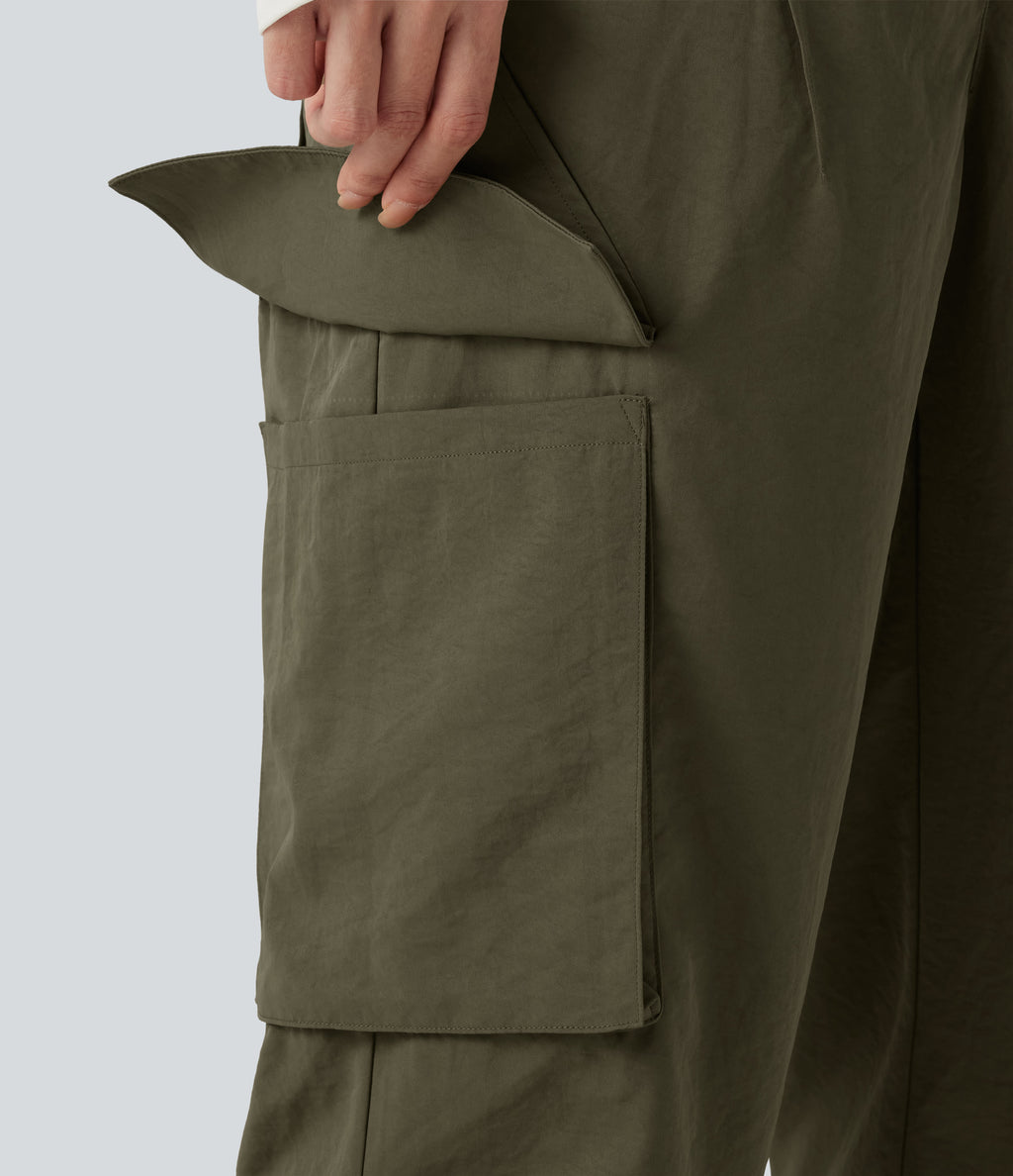 Mid Rise Casual Cargo Joggers with Pockets — Ivy Green — view 5