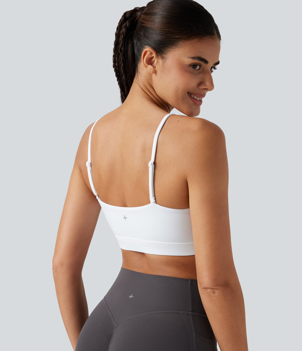 One Shoulder Short Sleeve Built-in Bra Quick Dry 2-Piece Cropped Yoga Sports Top — White — view 7