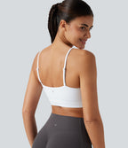 One Shoulder Short Sleeve Built-in Bra Quick Dry 2-Piece Cropped Yoga Sports Top — White — view 7