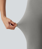 High-waisted Cropped Work Flare Trousers with Pockets — Putty Gray — view 5