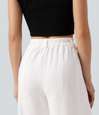 Mid Rise Work Wide-leg Trousers with Pockets — White — view 5