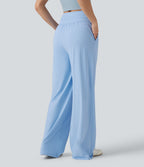 High Waisted Drawstring Wide Leg InstantCool Casual Trousers with Pockets-UPF50+ — Dutch Canal — view 2