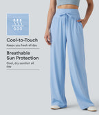 High Waisted Drawstring Wide Leg InstantCool Casual Trousers with Pockets-UPF50+ — Dutch Canal — view 1