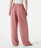 Mid Rise Baggy Casual Linen-Feel Trousers with Pockets — Rosette — view 2