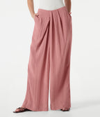 Mid Rise Baggy Casual Linen-Feel Trousers with Pockets — Rosette — view 3