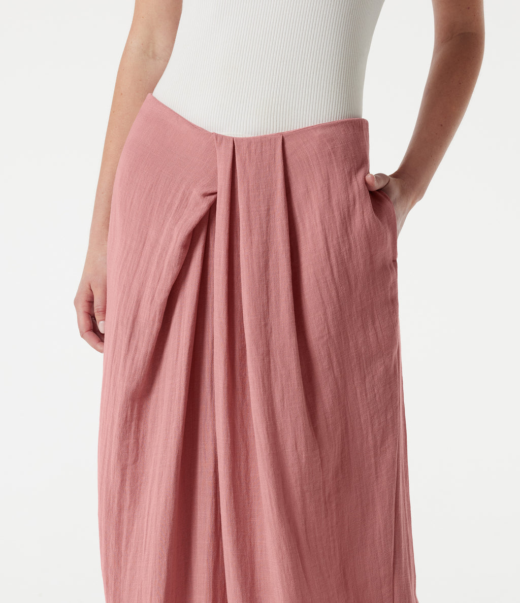 Mid Rise Baggy Casual Linen-Feel Trousers with Pockets — Rosette — view 4