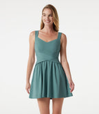 Built-in Bra Flowy Mini Casual Dress with Pockets — Azure — view 4