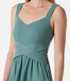 Built-in Bra Flowy Mini Casual Dress with Pockets — Azure — view 5