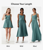 Built-in Bra Flowy Mini Casual Dress with Pockets — Azure — view 2