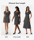 V Neck Short Sleeve Polka Dot Mini Casual Dress — Midnight Dots — view 2
