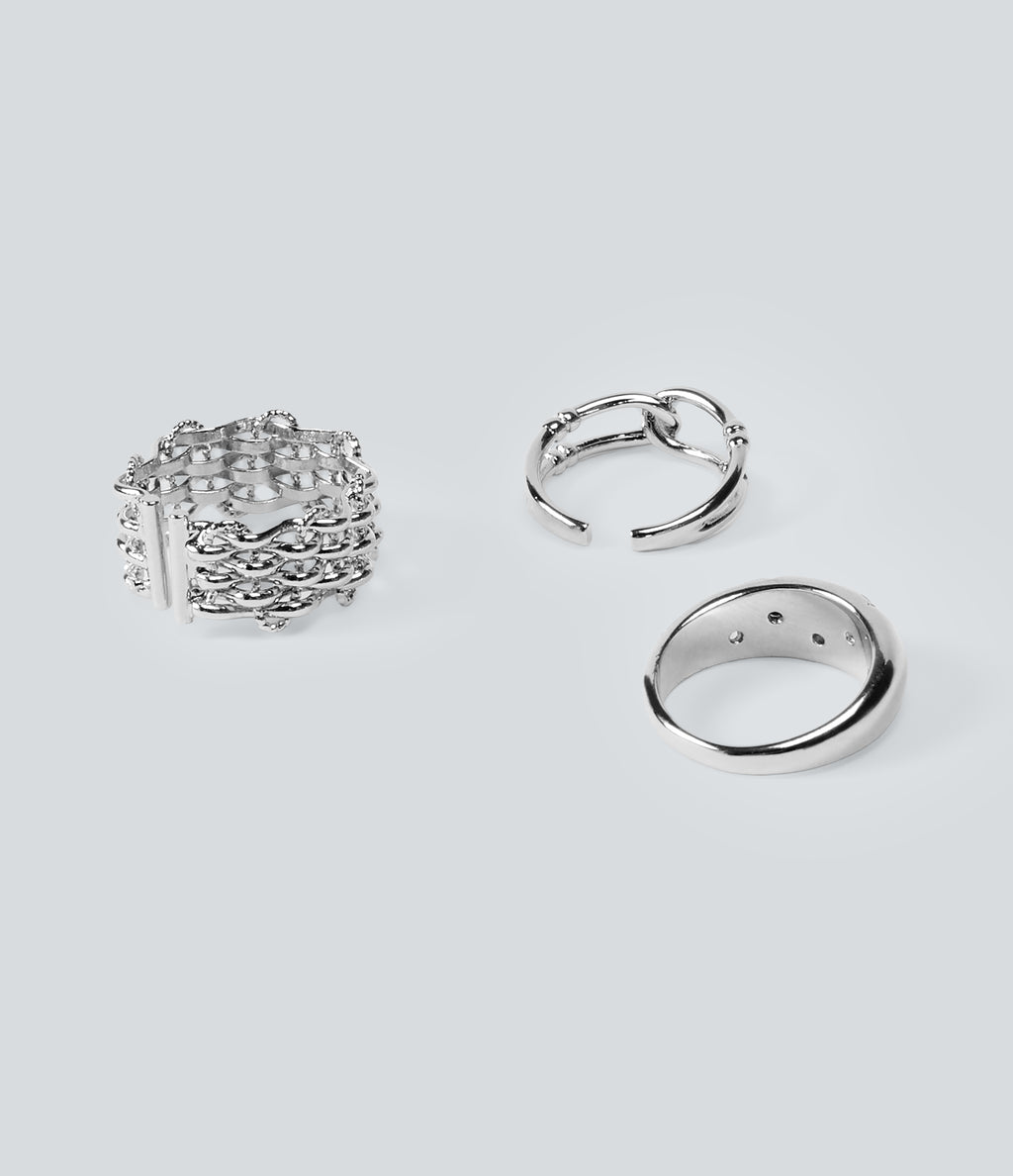 3 Pcs Rings Set — Silver — additional view