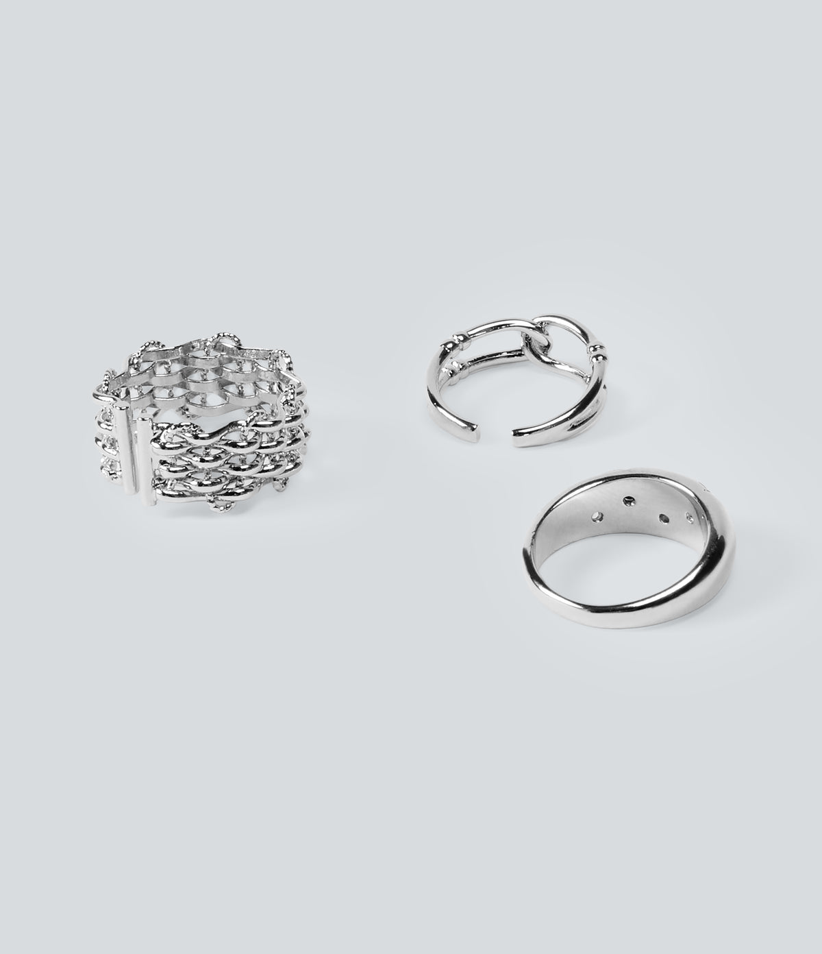 3 Pcs Rings Set — Silver — additional view