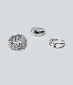3 Pcs Rings Set — Silver — view 4