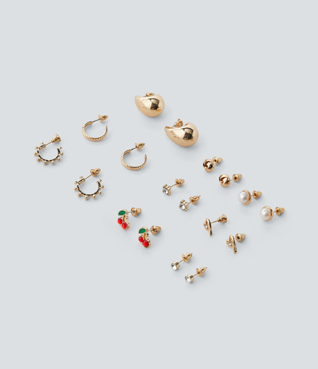 9 Pairs Earrings Set — Gold — view 1
