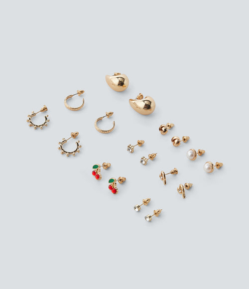 9 Pairs Earrings Set — Gold — view 1