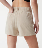 High Waisted Casual Linen-Feel Shorts 3'' with Pockets — Dune Mirage — view 6
