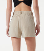 High Waisted Casual Linen-Feel Shorts 3'' with Pockets — Dune Mirage — view 3