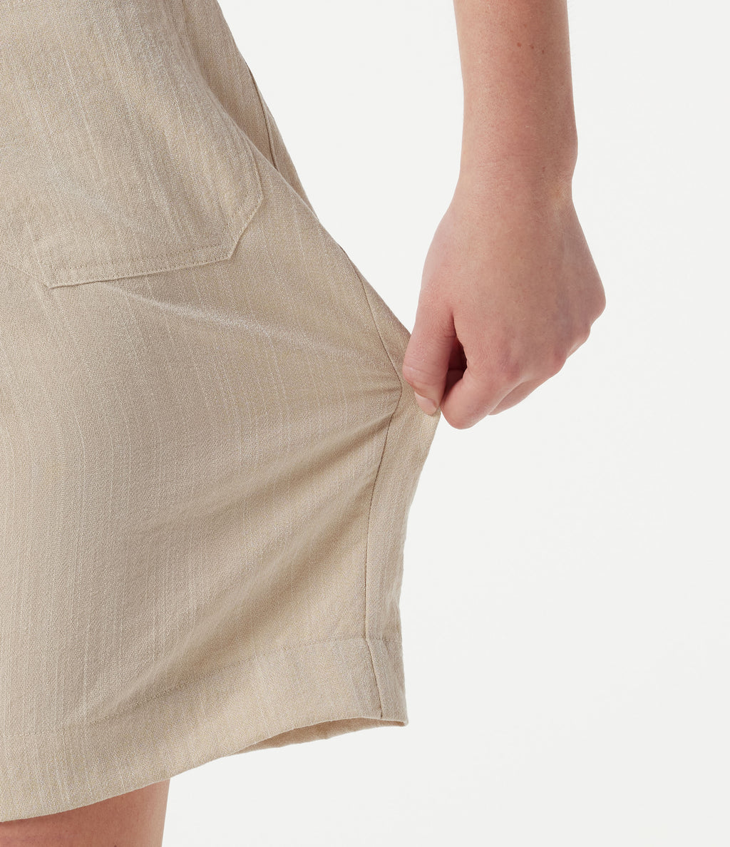 High Waisted Casual Linen-Feel Shorts 7'' with Pockets — Dune Mirage — view 6