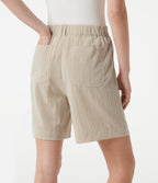 High Waisted Casual Linen-Feel Shorts 7'' with Pockets — Dune Mirage — view 5