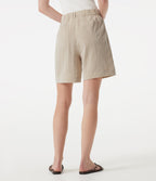High Waisted Casual Linen-Feel Shorts 7'' with Pockets — Dune Mirage — view 3