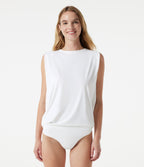 Round Neck Sleeveless InstantCool Yoga Bodysuit-UPF50+ — White — view 5