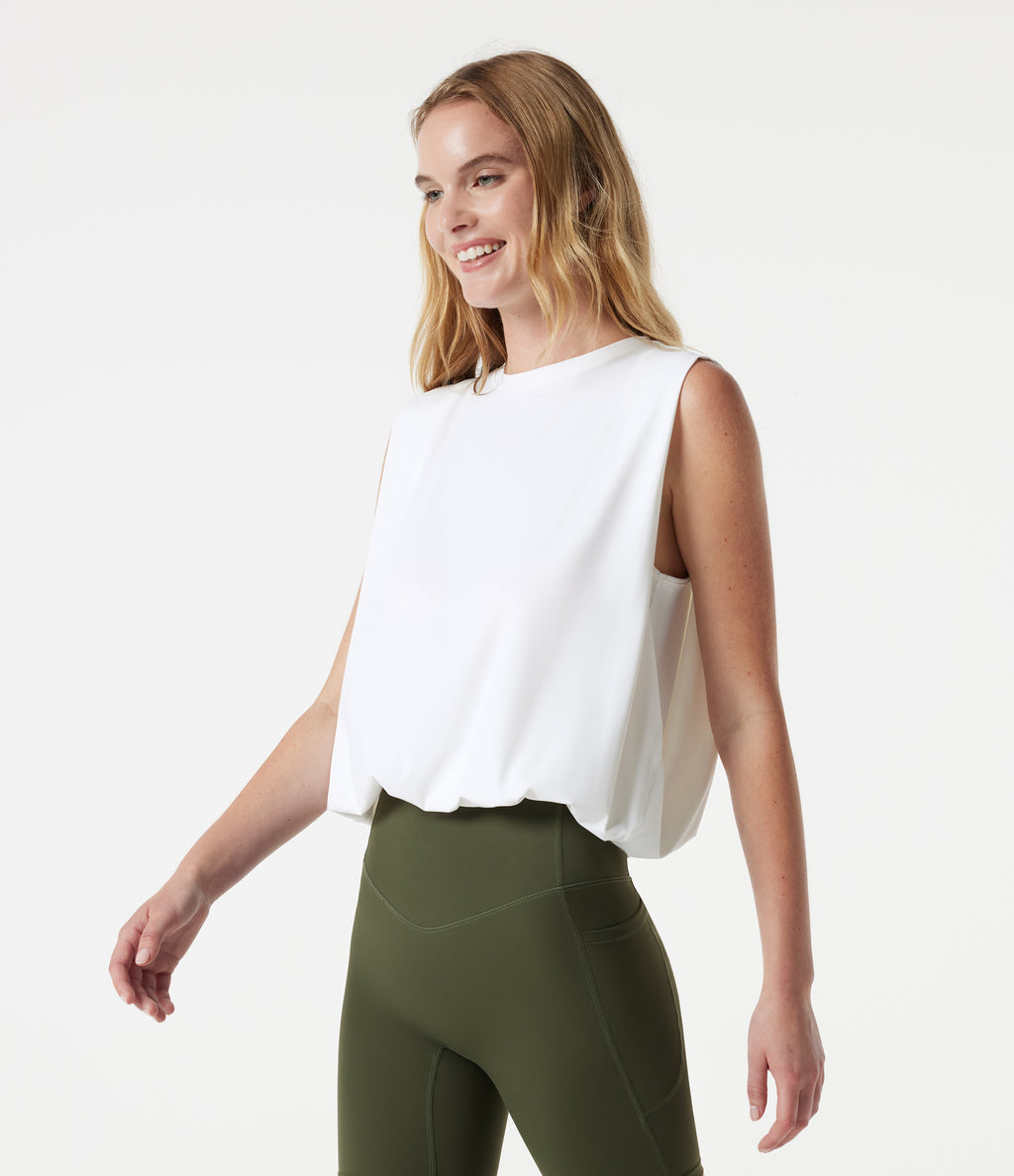 Round Neck Sleeveless InstantCool Yoga Bodysuit-UPF50+ — White — view 6
