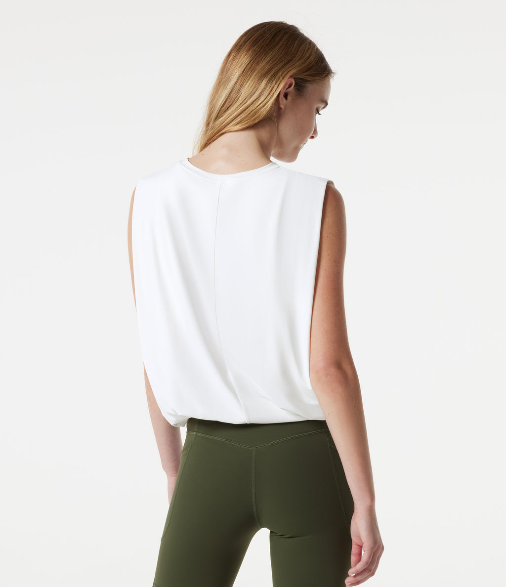 Round Neck Sleeveless InstantCool Yoga Bodysuit-UPF50+ — White — view 2