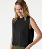 Round Neck Sleeveless InstantCool Yoga Bodysuit-UPF50+ — Black — view 9