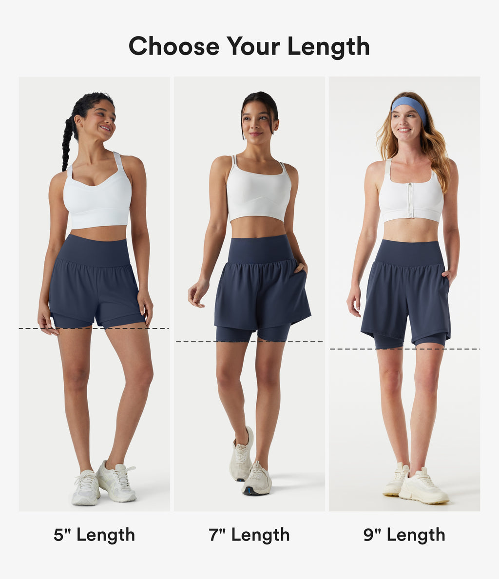 Airy Super High Waisted 2-in-1 InstantCool Yoga Shorts 9'' with Pockets — Mood Indigo — view 2