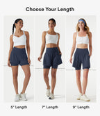 Airy Super High Waisted 2-in-1 InstantCool Yoga Shorts 9'' with Pockets — Mood Indigo — view 2