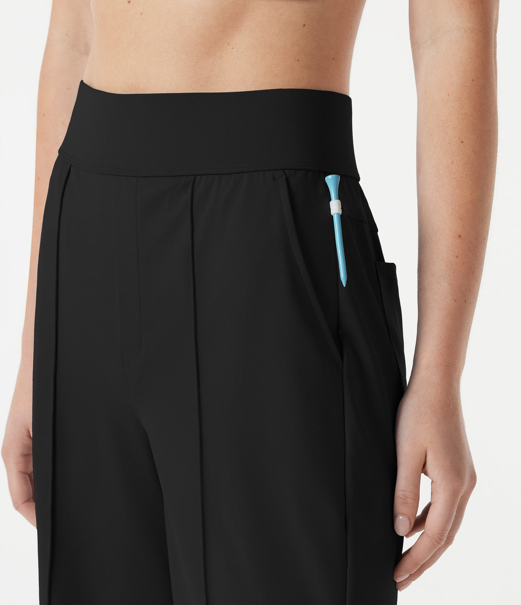 High Waisted Quick Dry Golf Shorts with Pockets 7''-Golf Tee-UPF40+ — Black — view 5