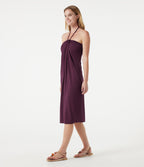 Halter Tie Back Midi Dress with Pockets — Fig — view 4