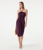 Halter Tie Back Midi Dress with Pockets — Fig — view 8